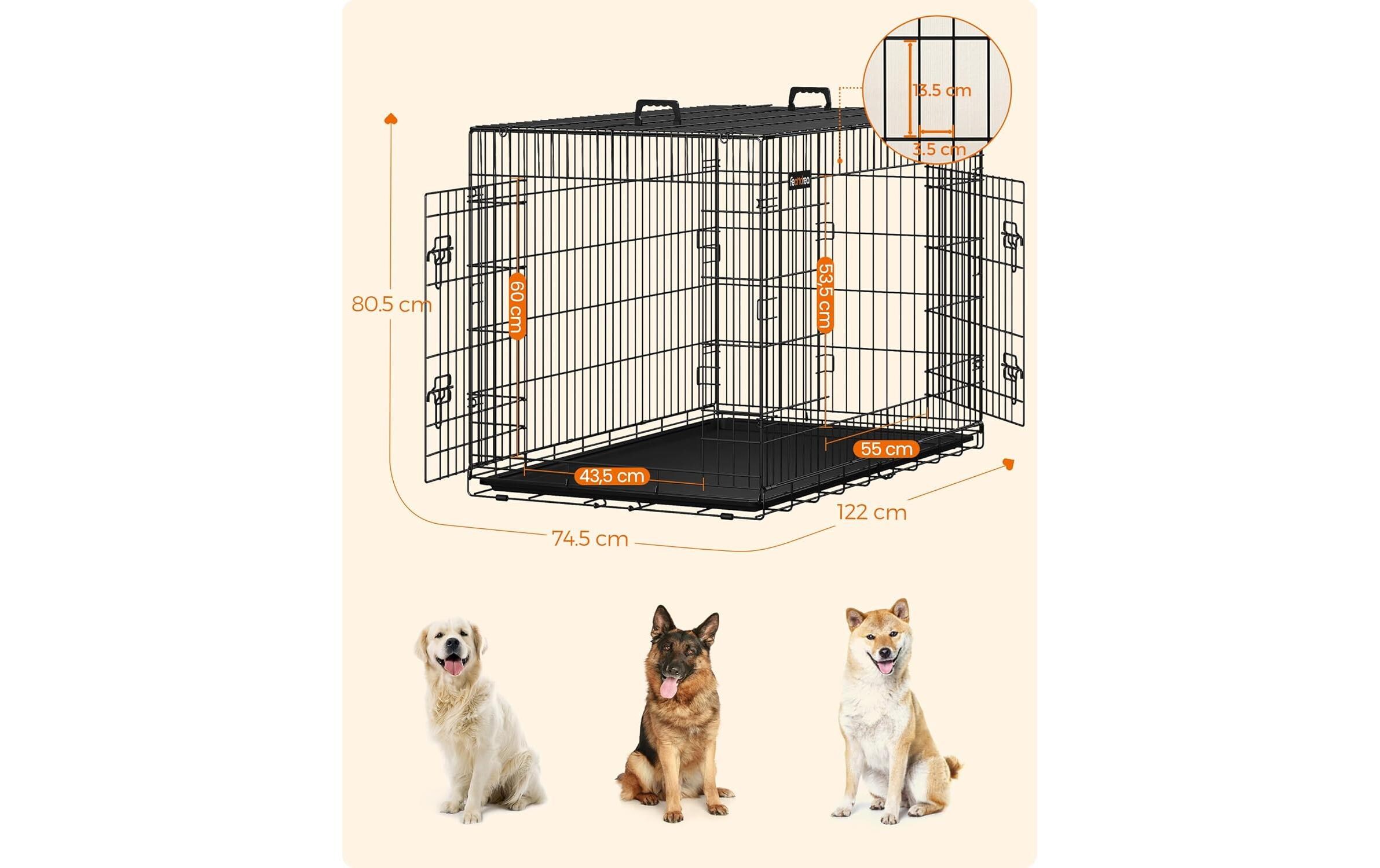 Transportbox für Hunde 122 x 74.5 x 80.5 cmMetallbox für Hunde