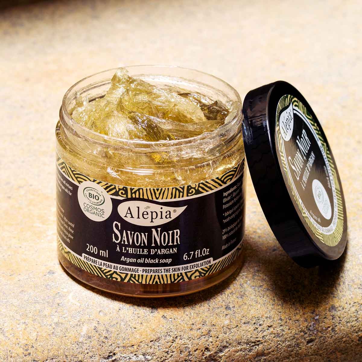 Savon noir hydratant & exfoliant - Huile d'argan bio - Corps & visage - 200 ml