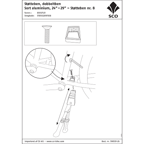 Støtteben aluminium 24