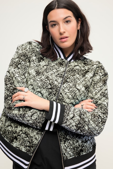 Blouson, Collegekragen, Rautenstepp, Print