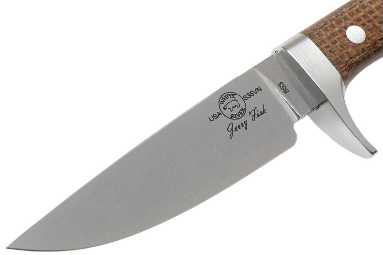 White River Knives Sendero Classic jachtmes Natural Burlap Micarta, Jerry Fisk design