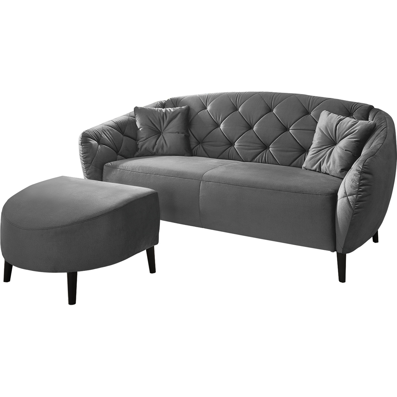 2.5er-Sofa Glasgow Samtvelours dunkelgrau