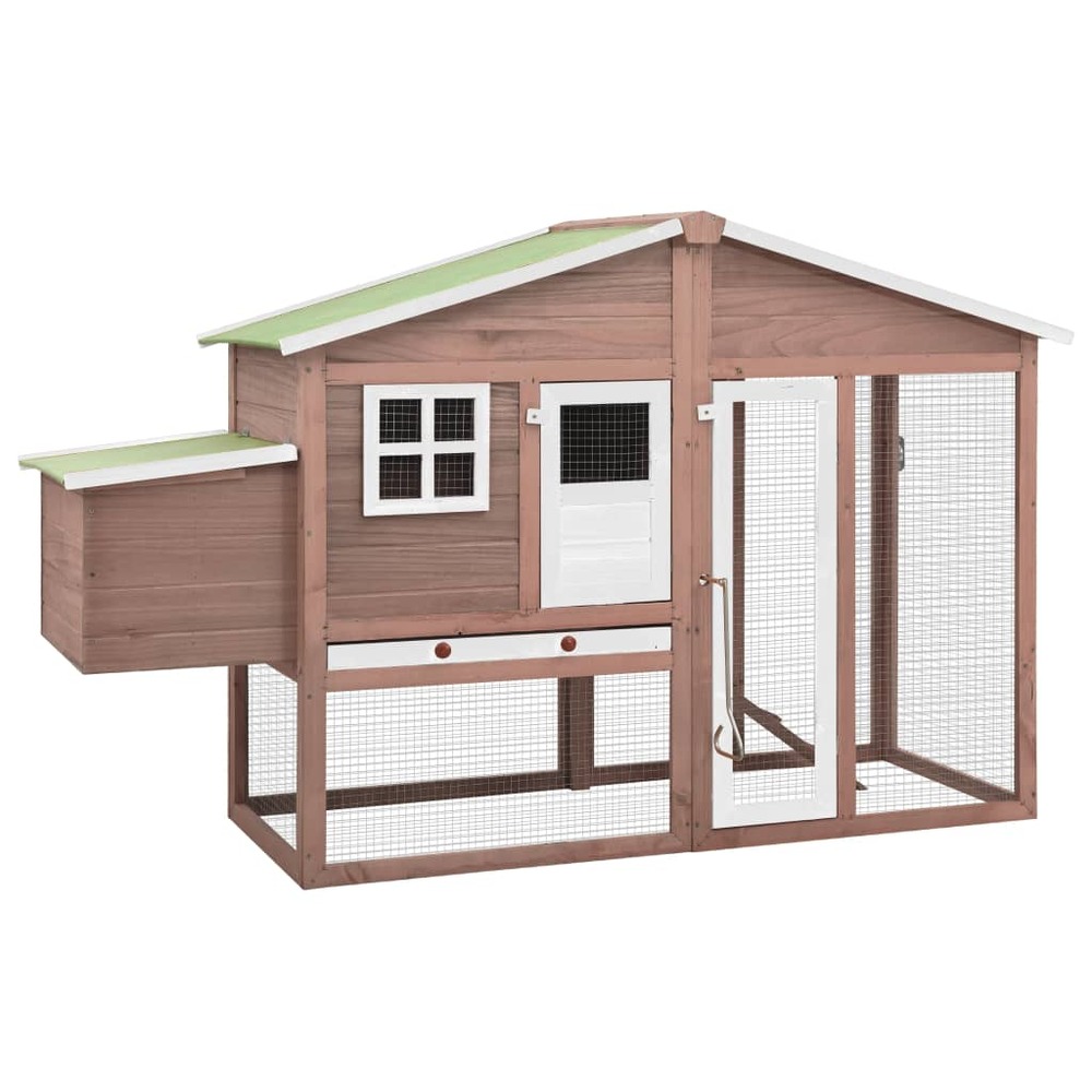 Poulailler avec nichoir 191 x 67 x 117 cm bois de sapin massif moka et blanc