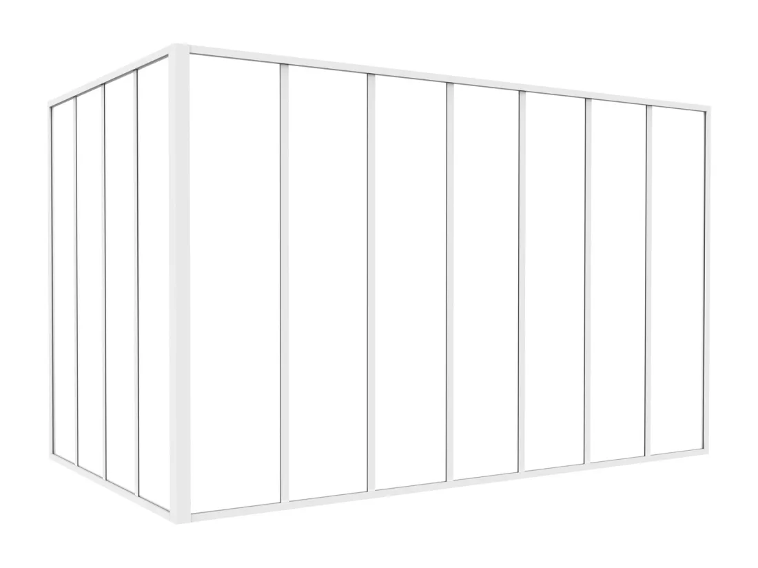 Verrière d'angle d'atelier en aluminium thermolaqué - L210 x L120 x H130 - Blanc - BAYVIEW