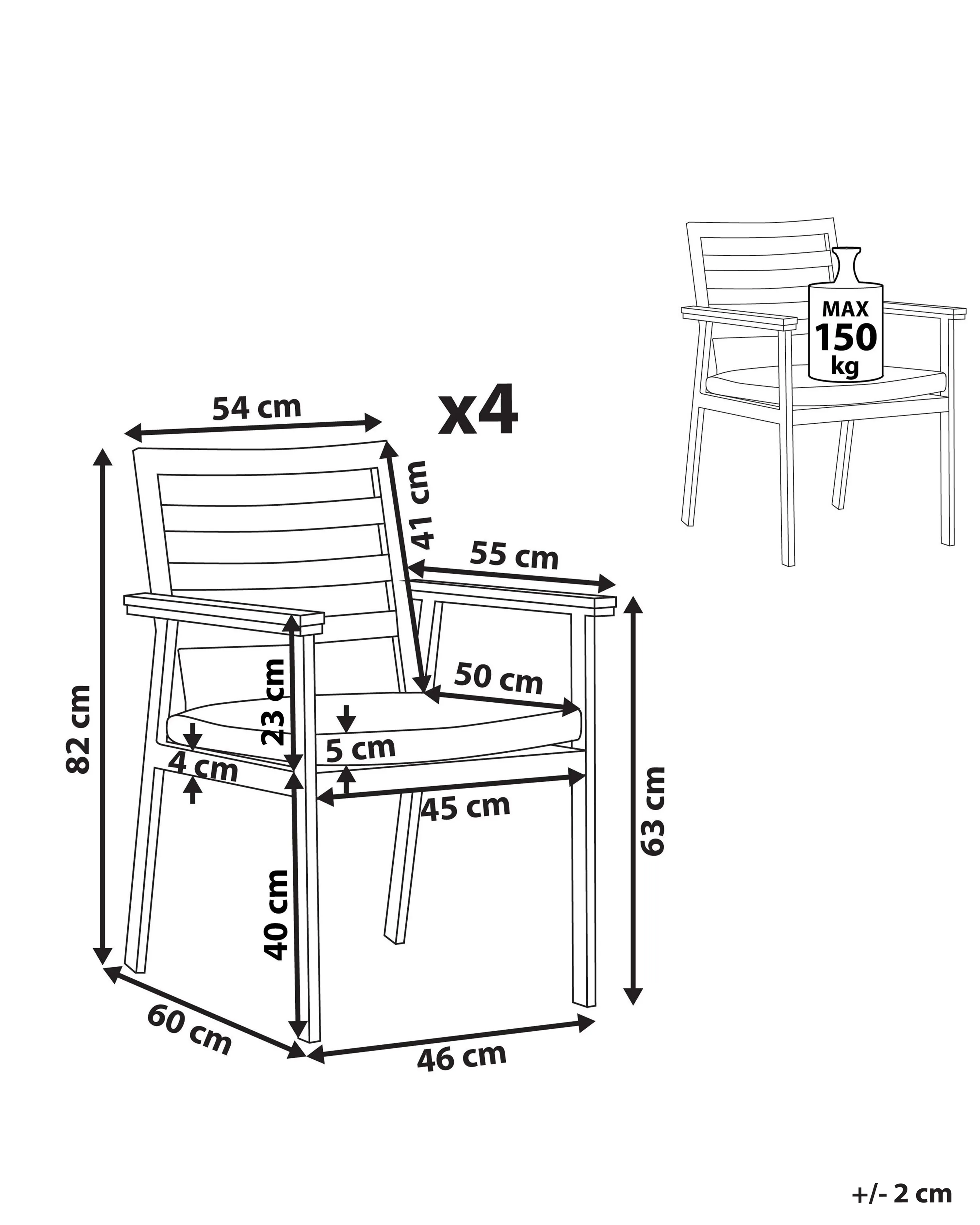 Set van 4 stoelen met zitkussen CAVOLI Metaal Grijs
