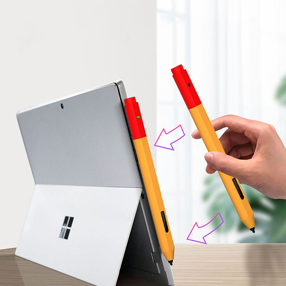 Microsoft Surface Pen Hülle Magnetische Silikon Schutzhülle mit Ersatz Kappen - Rosa