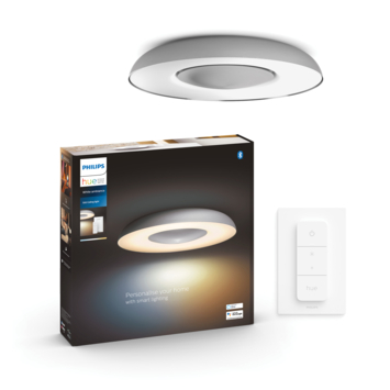 Philips Hue plafondlamp Still aluminium - warm tot koelwit licht 22.5W - met 1 dimmer switch
