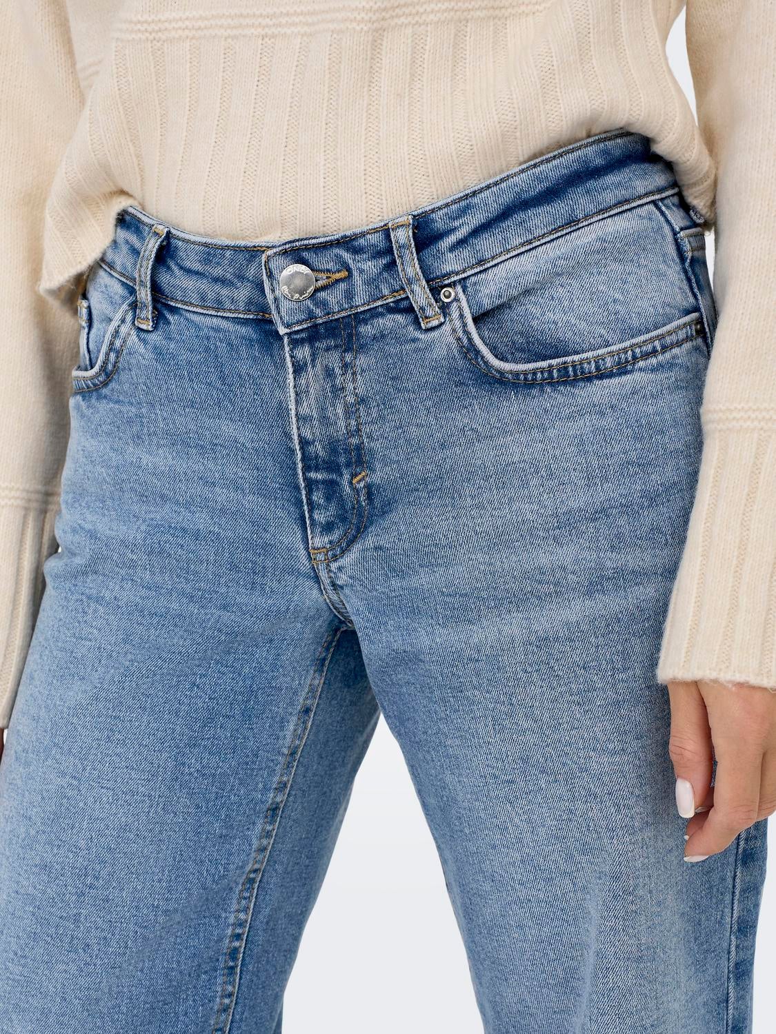 ONLJUICY Niedrige Taille Gerade geschnitten Jeans Light Blue Denim