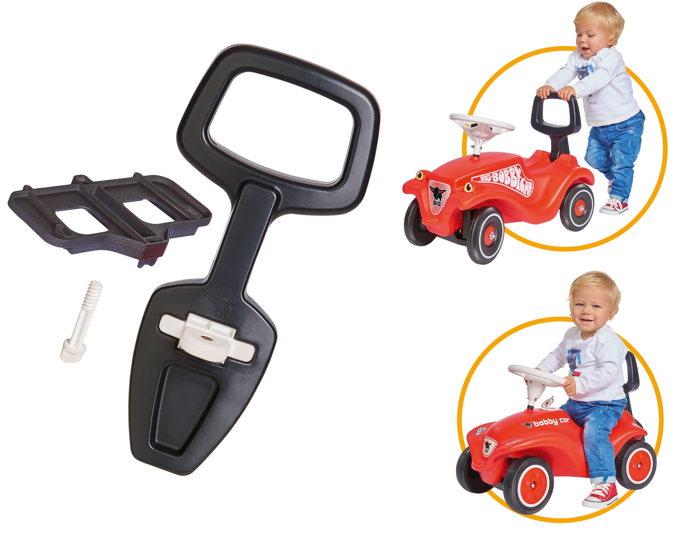 BIG Kinderfahrzeug Lauflernhilfe »BIG Bobby Car Walker 2in1 Zubehör« 2in1 Rückenlehne & Lauflernhilfe, Made in Germany