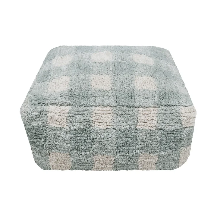 Lorena Canals - Vichy Pouf, 40 x 40 cm, salbei blau
