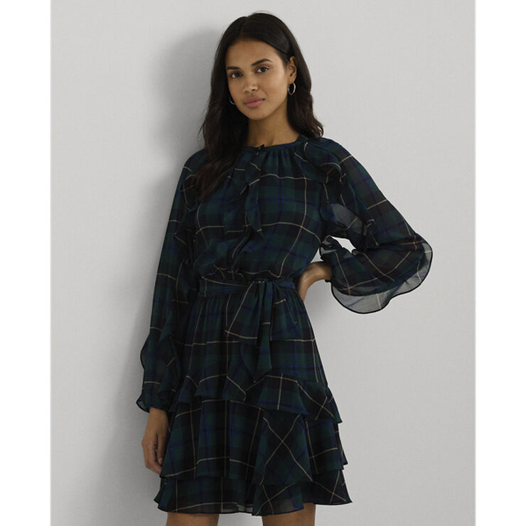 Lauren Ralph Lauren POLY CRINKLE GGT 58-DRESS Blue/black./green
