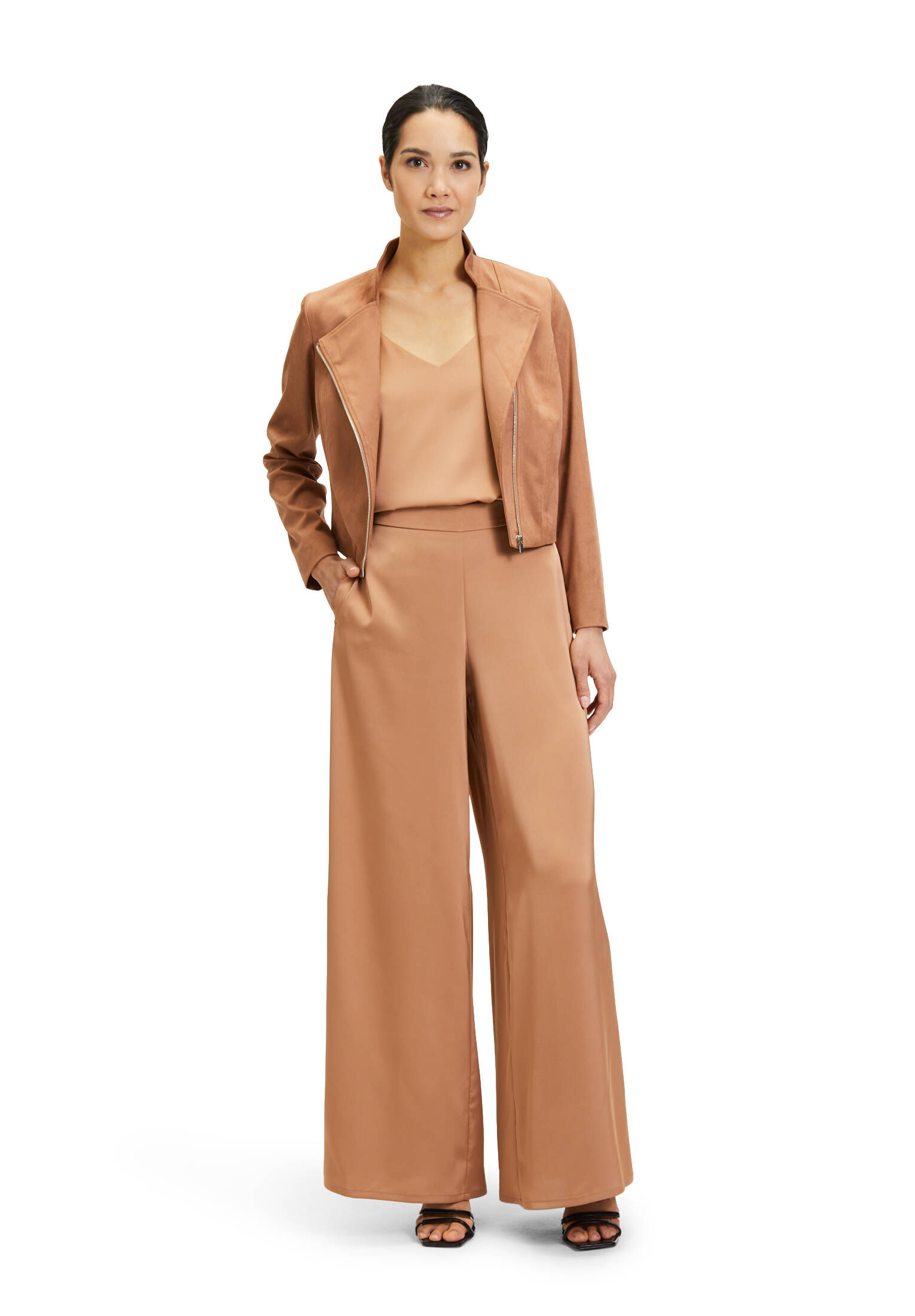 Vera Mont| Damen Satin-Bluse mit V-Ausschnitt