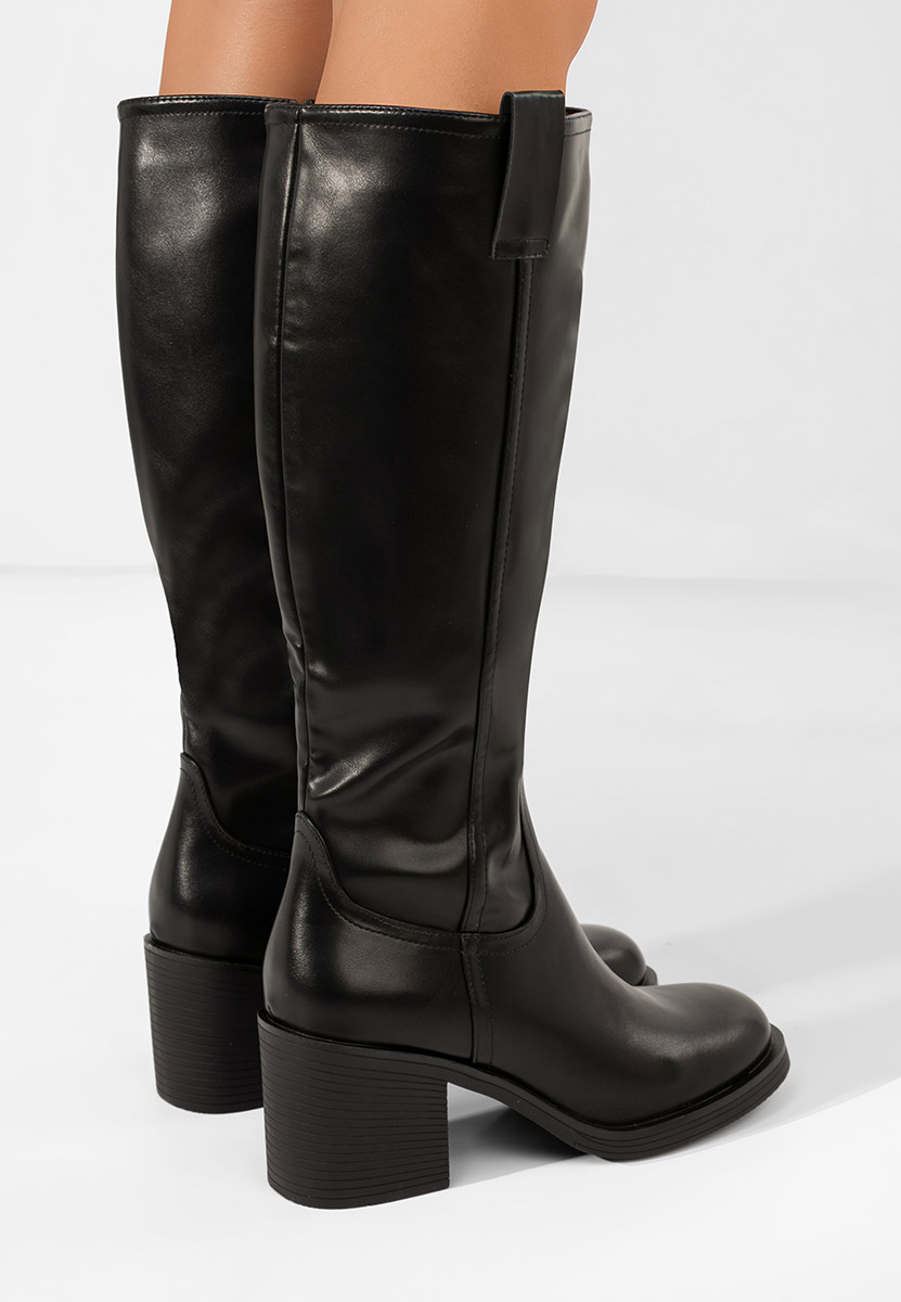Bottes à talon carré noirs Yoana