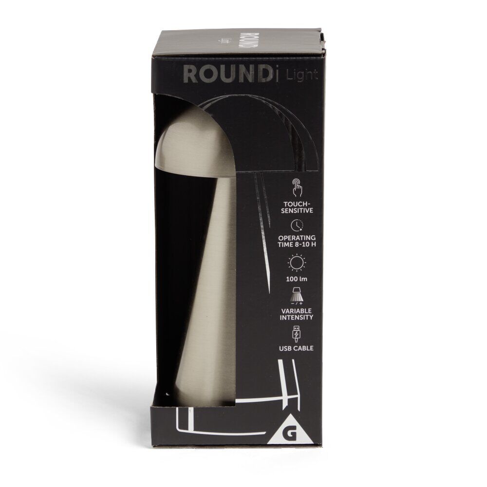 Lampe de table Roundi USB tactile grise Ø9,5xH22,5cm