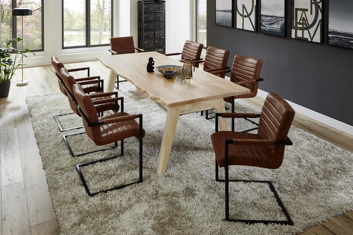 SAM Esstisch 120x80 cm Nelly, Akazienholz massiv & naturfarben, Baumkantentisch mit A-Holzgestell, echte Baumkante, pflegeleichter Holztisch