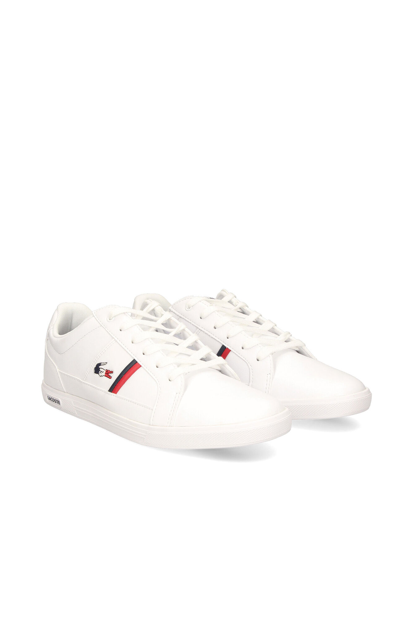Tênis casual com logotipo de crocodilo tricolor bordado na lateral - Branco