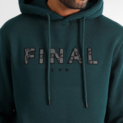 Sweat Capuche Broderie Broderie Damier 1096 Vert