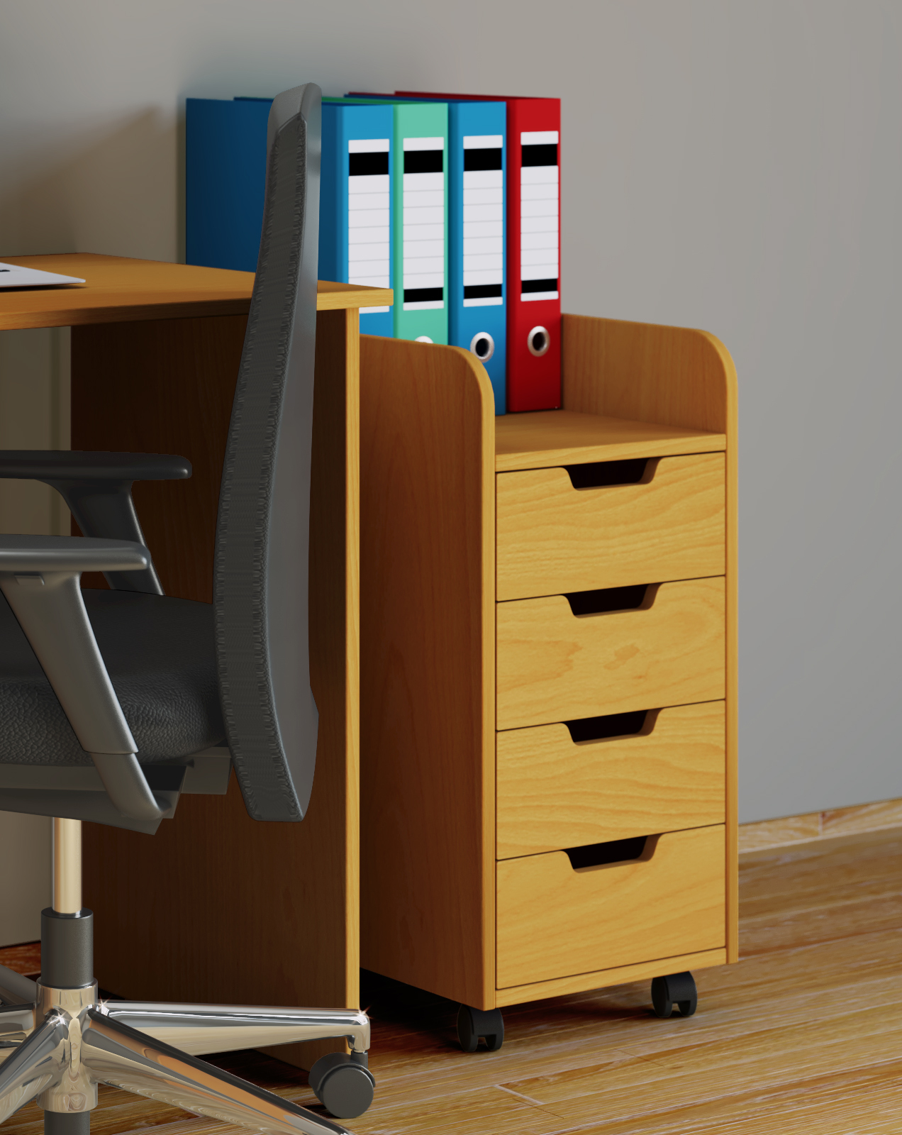 Rollcontainer KONAL - Buche - 65 cm hoch