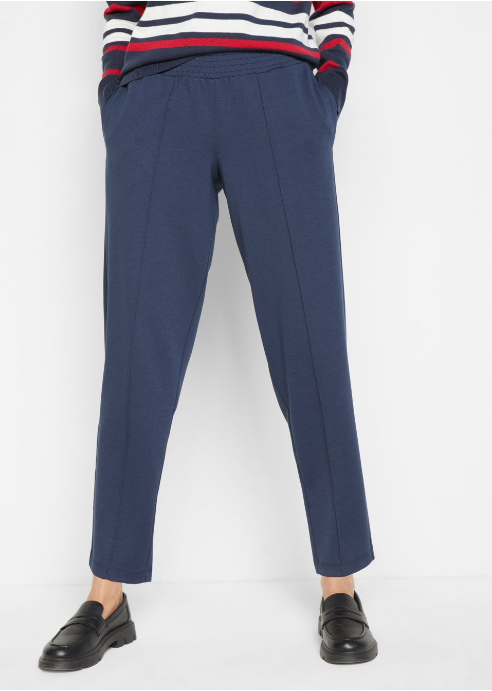 Pantalon en Punto di Roma avec passepoil et tour de taille confortable