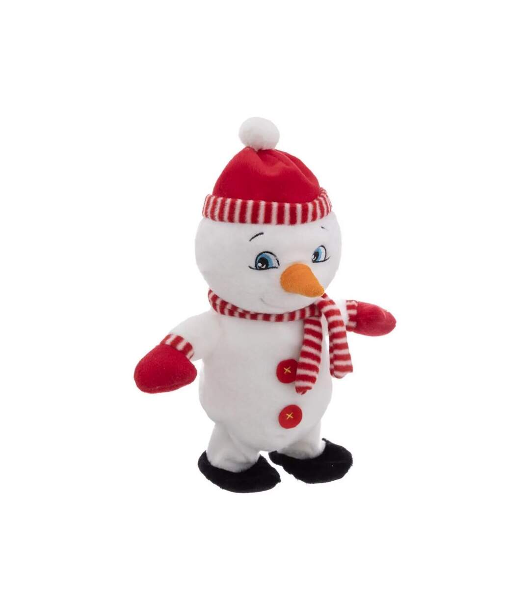 Bonhomme de Neige Musical 34cm Blanc & Rouge