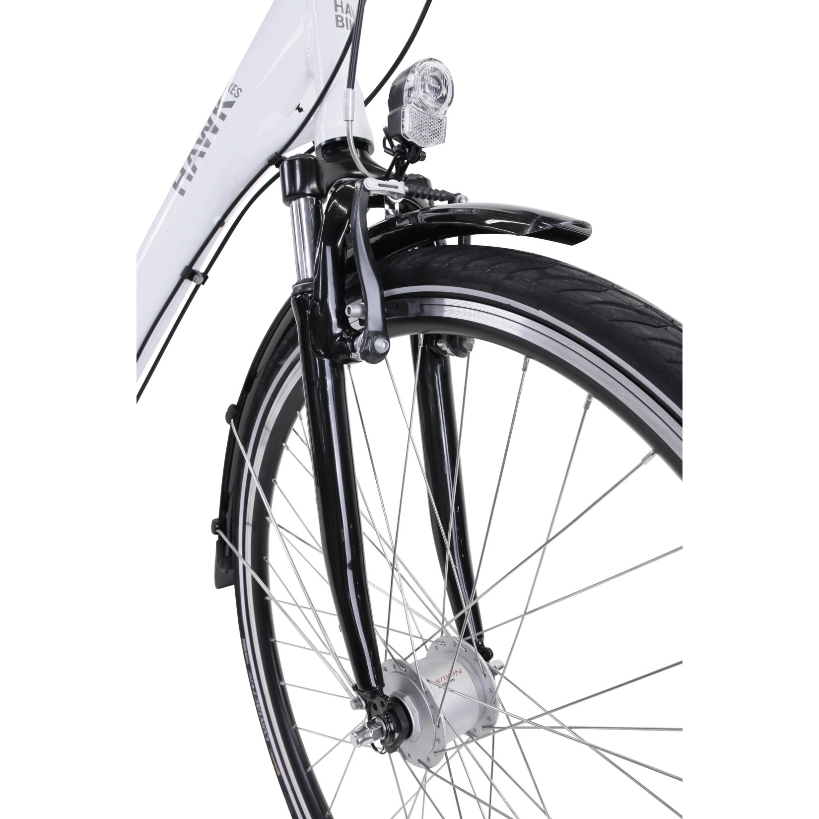HAWK City Wave Deluxe White - Damen 26 Zoll - Leichtes Fahrrad mit 7-Gang Shimano Nabenschaltung, Felgenbremse & Nabendynamo