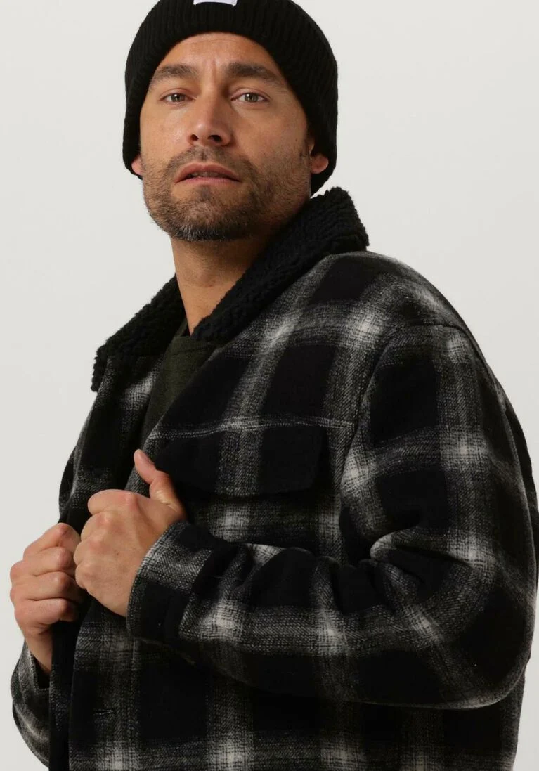 CALVIN KLEIN zwarte calvin klein jack check sherpa trucker jacket