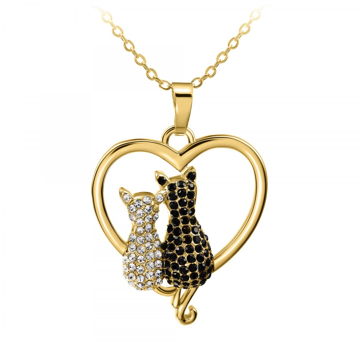 Collier chats SC Bohème orné de cristaux scintillants