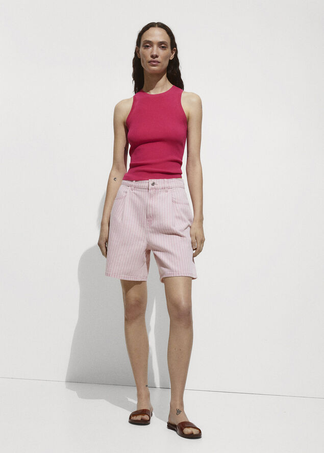 MANGO Ribbed knit top Bright pink