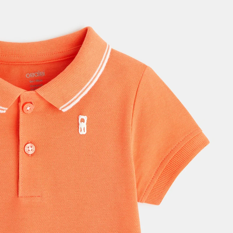 Polo maille piquée uni orange bébé garçon Orange