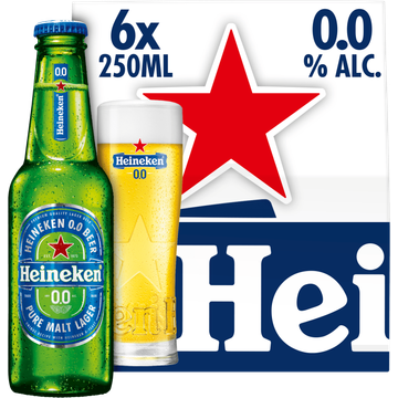Heineken Premium Pilsener 0.0 Bier Draaidop Fles 6 x 250ml