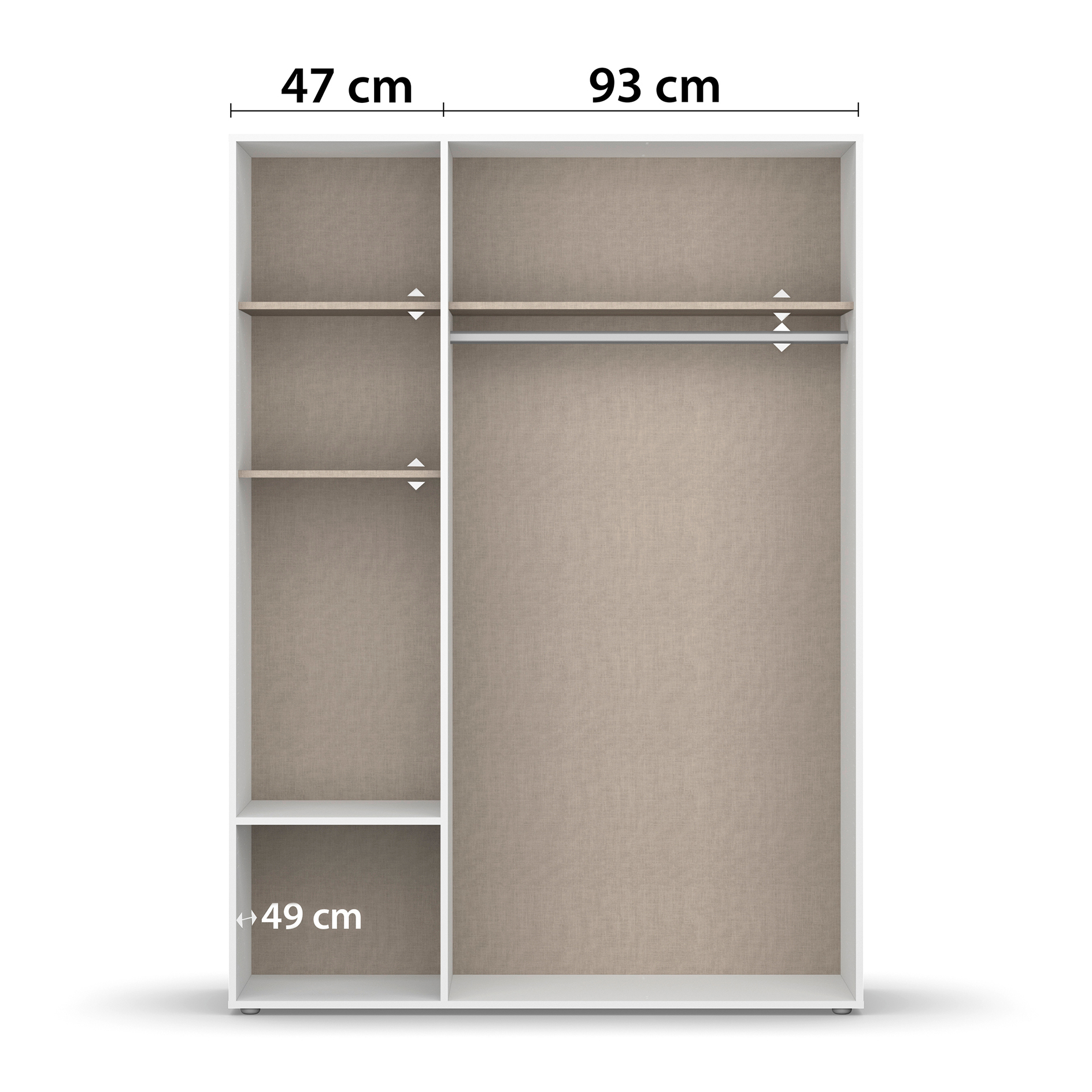 Drehtürenschrank - alpinweiß - grau metallic - 140 cm