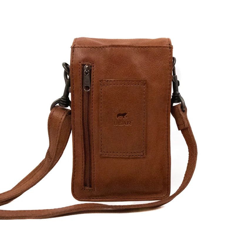 Bear Design Callisto Pelle Schoudertas - Telefoontas Robbie 2.0 Cognac