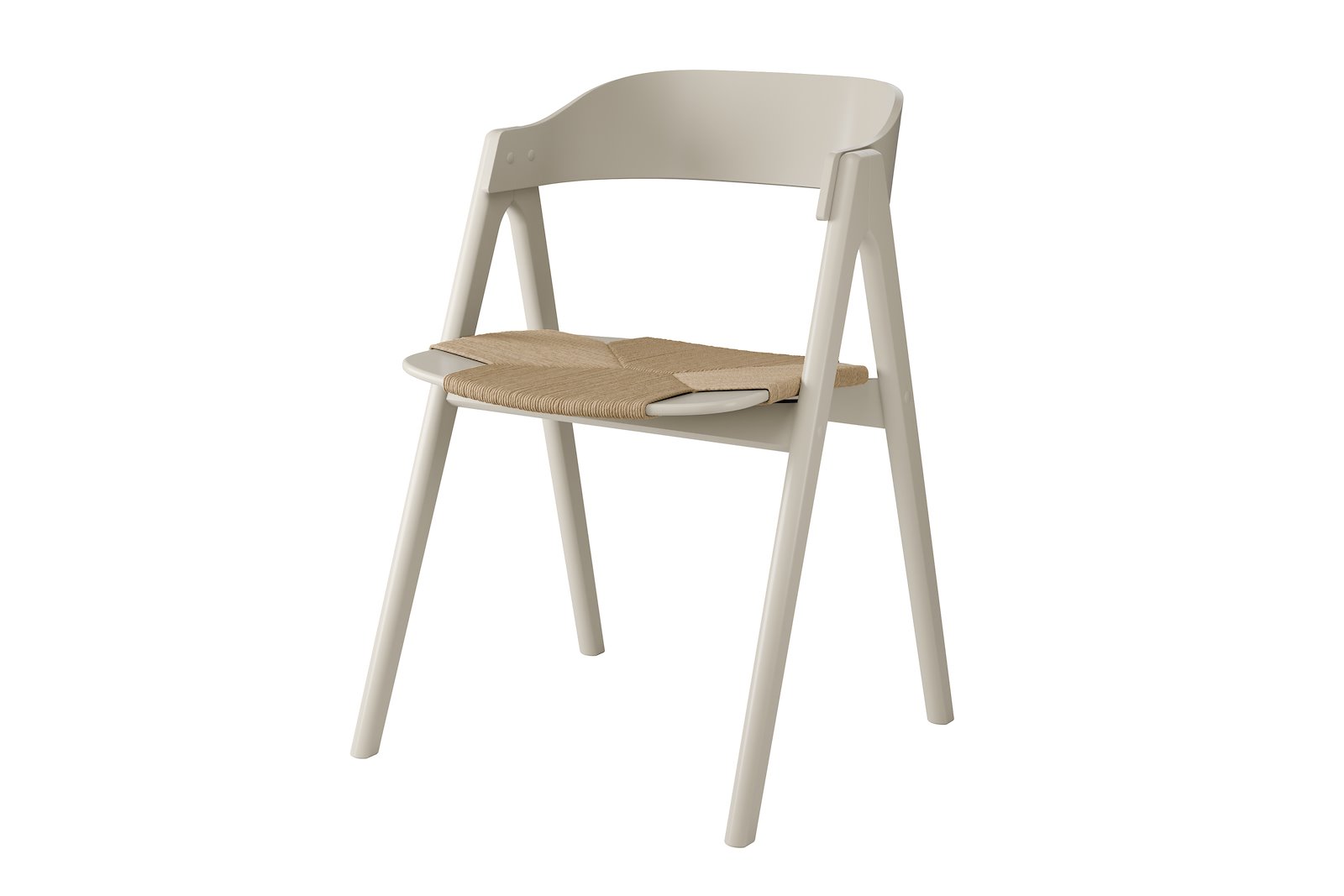 Mette spisestol Lakkert beige med sete i naturrotting og rygg i tre.