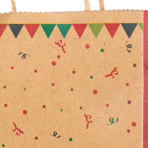 Idena Flaschentasche Happy Birthday  braun/rot/grün 12x10x39cm