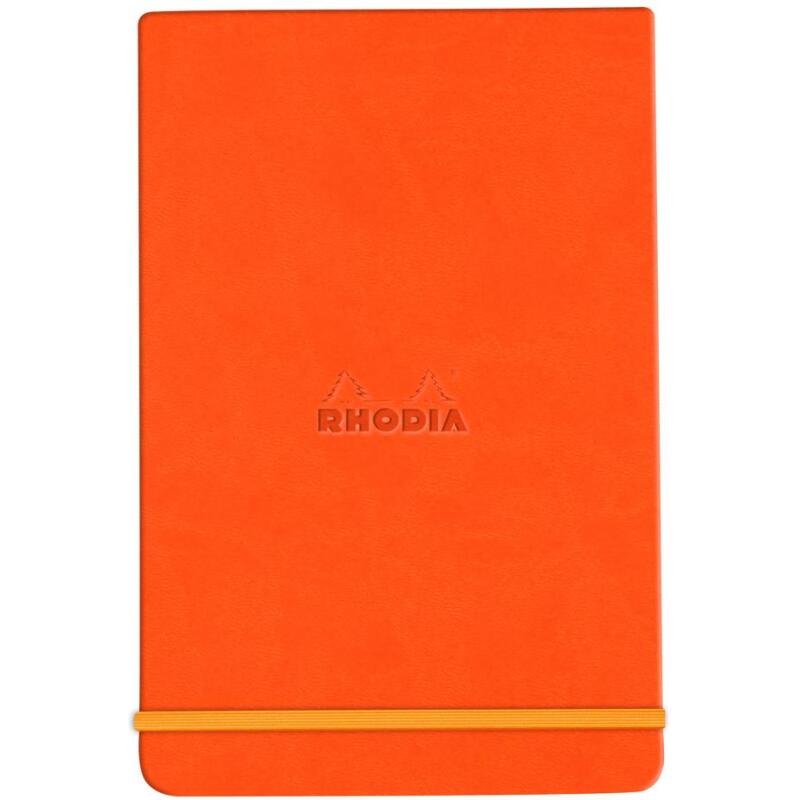 Rhodiarama Webnotepad rembordé rigide A5 192 pages ligné microperforé papier ivoire 90g fermeture élastique - Tangerine