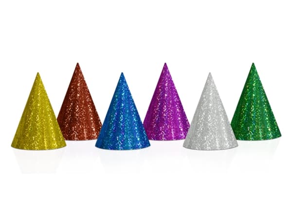 PartyDeco CZAP20, Festhatt, Blå, Brun, Grønn, Fiolett, Hvit, Gult, Bursdag, 160 mm, 10 cm, 20 stykker