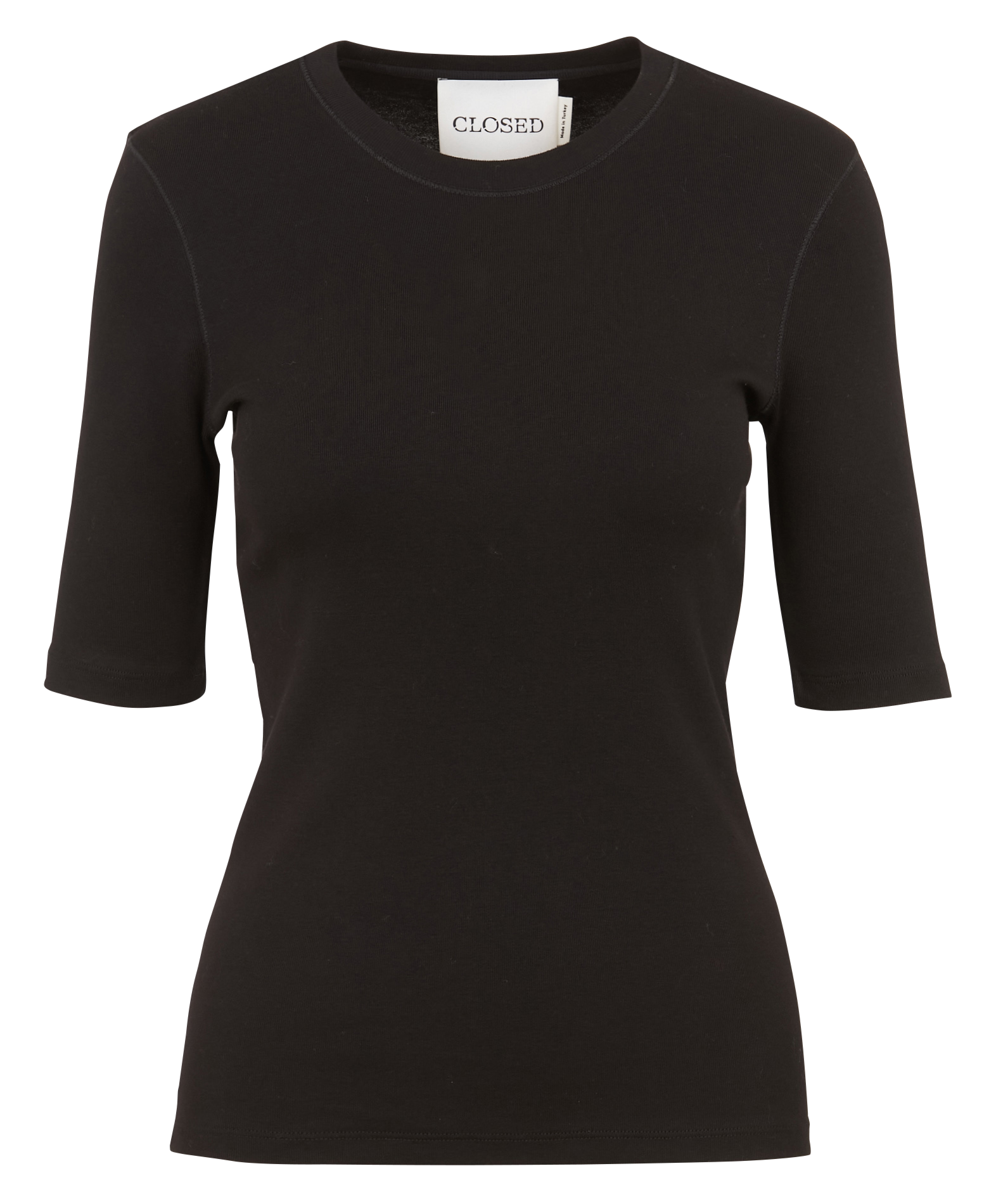 Tee-shirt col rond en coton mélangé | Noir