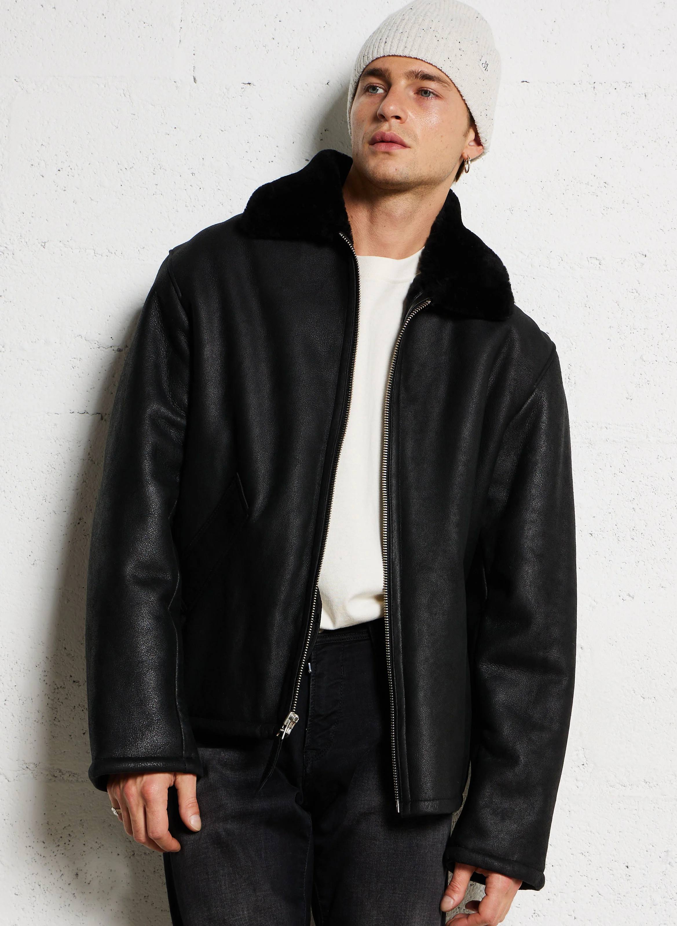 Bombardier en cuir | Noir