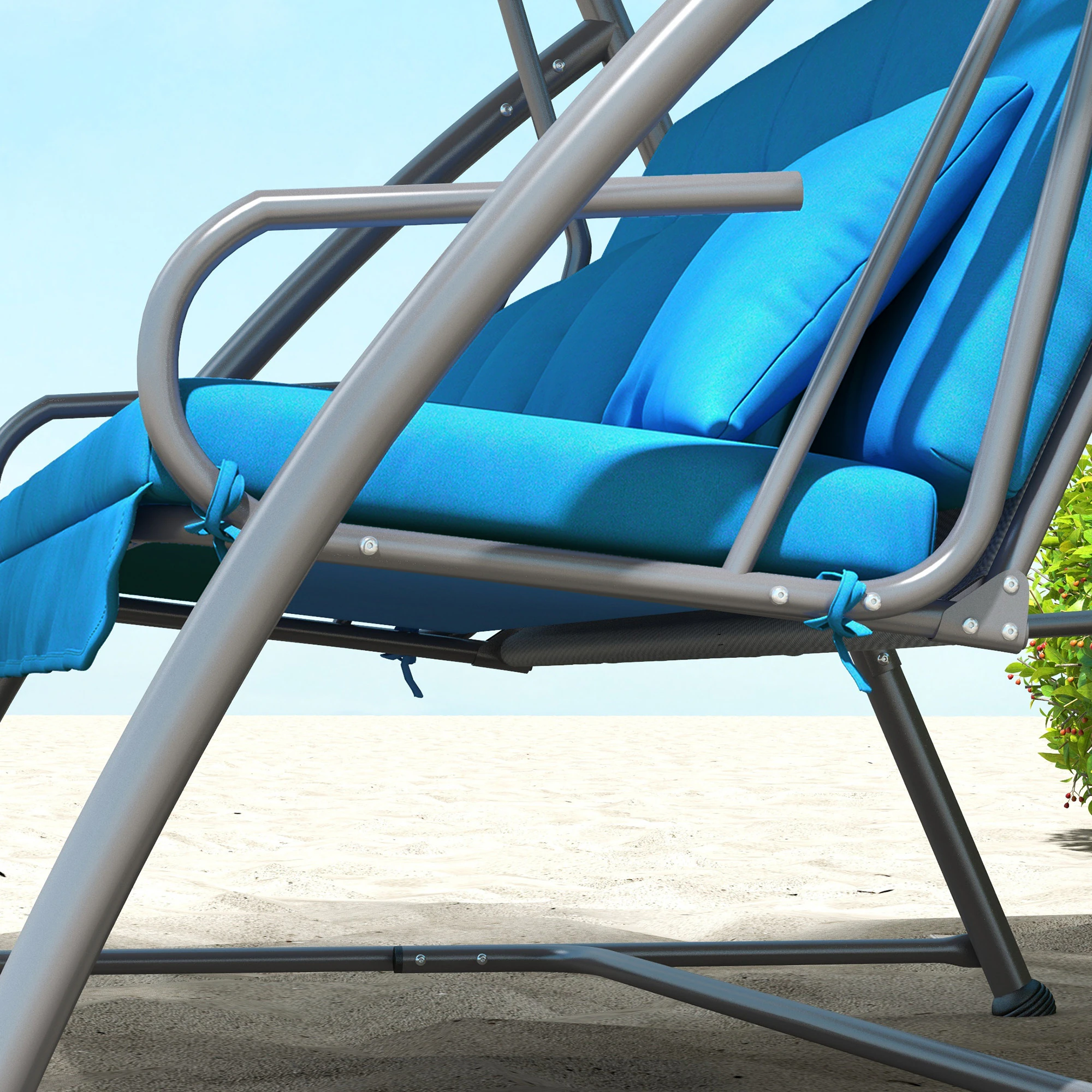 Outsunny Sitzkissen mit 6 Bändern 170L x 100B x 8H cm