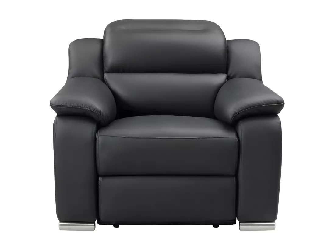 Canapé 3 places et fauteuil relax électrique en cuir noir ARENA III