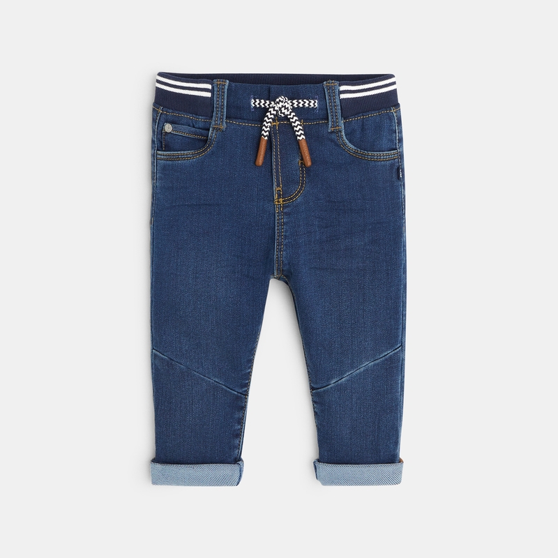 Jean knit-denim taille élastiquée bleu bébé garçon