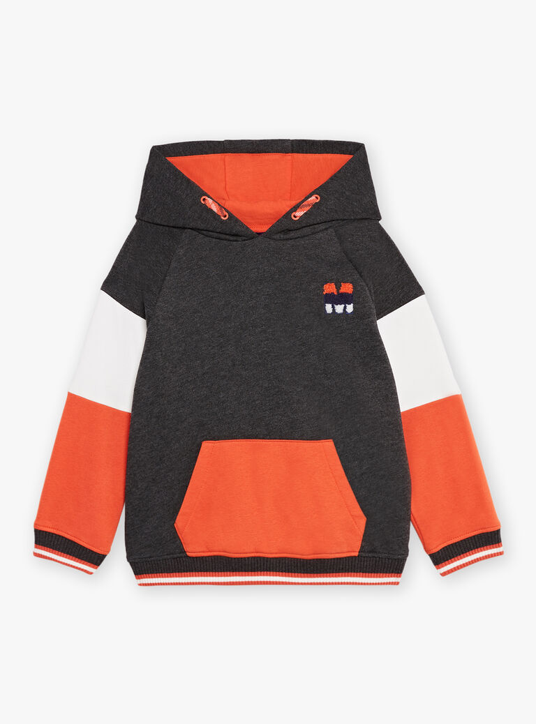 Sweat à capuche orange et blanc