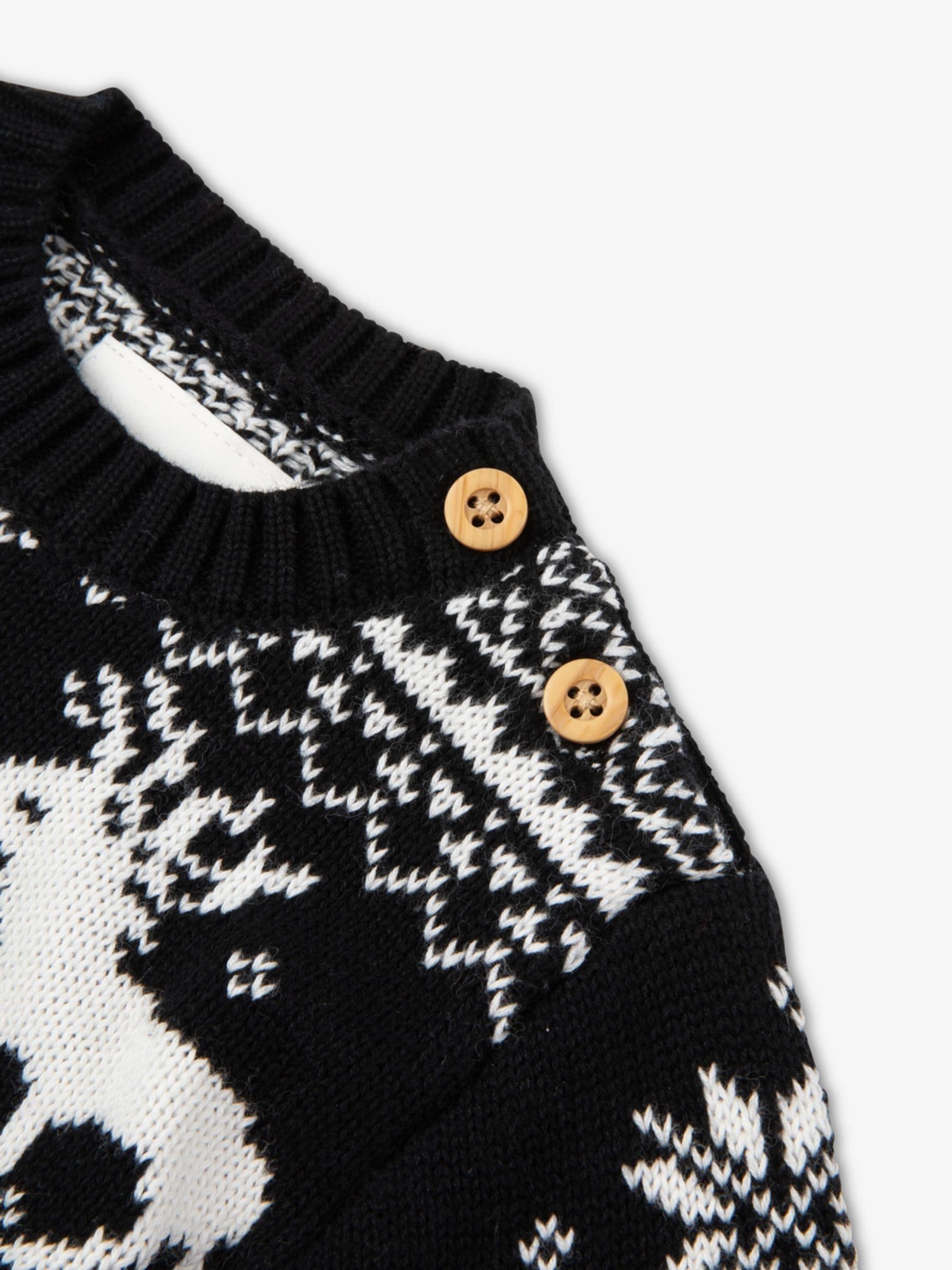 Zwart - Kersttrui voor baby's met rendieren en fairislepatroon