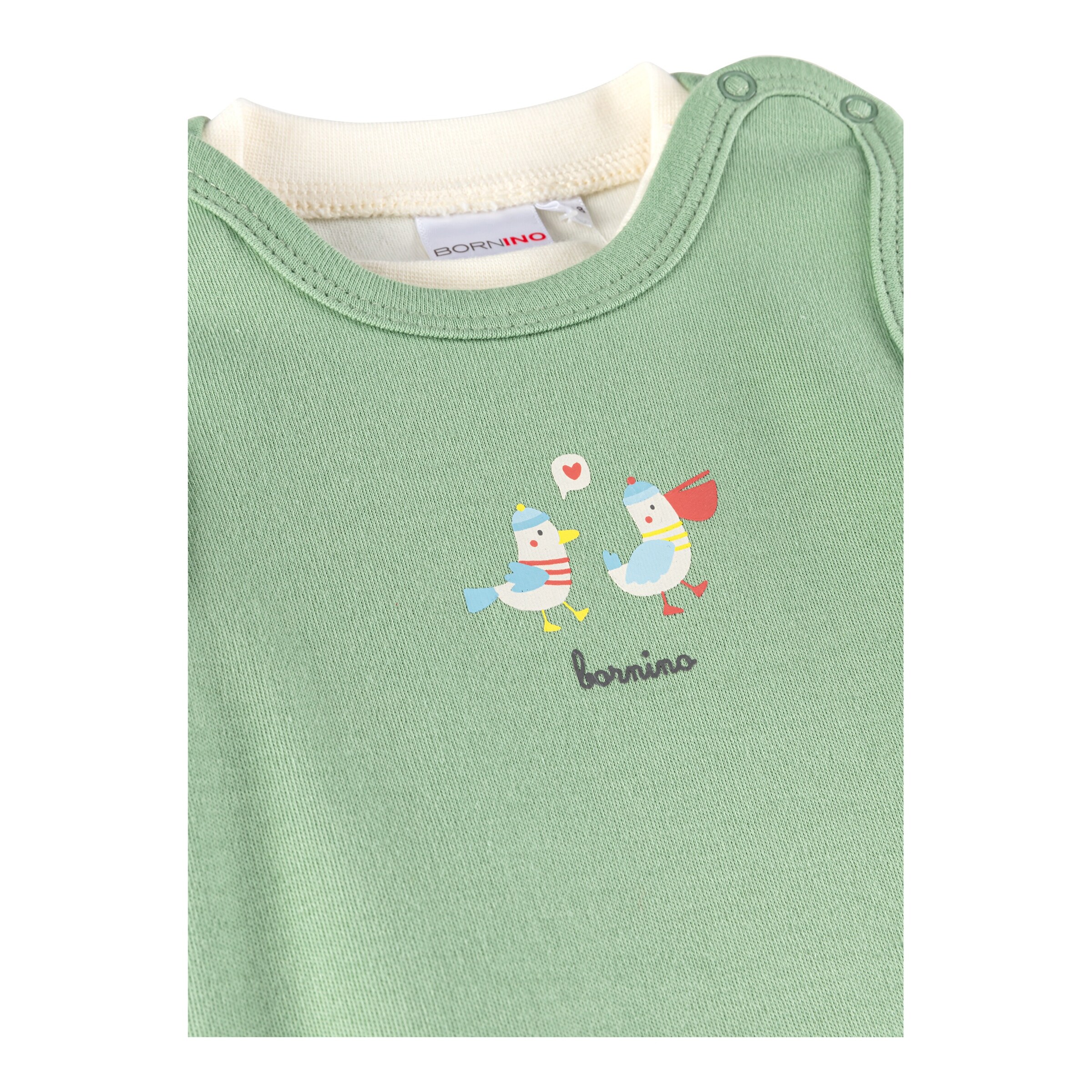 Bornino - Summer Beach Strampler-Set Pelikan Möwe grün/natur
