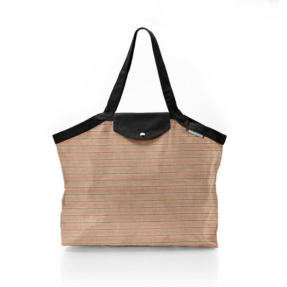 Sac Cabas Taille Moyenne Plissé Rayure Bronze Cuivrée