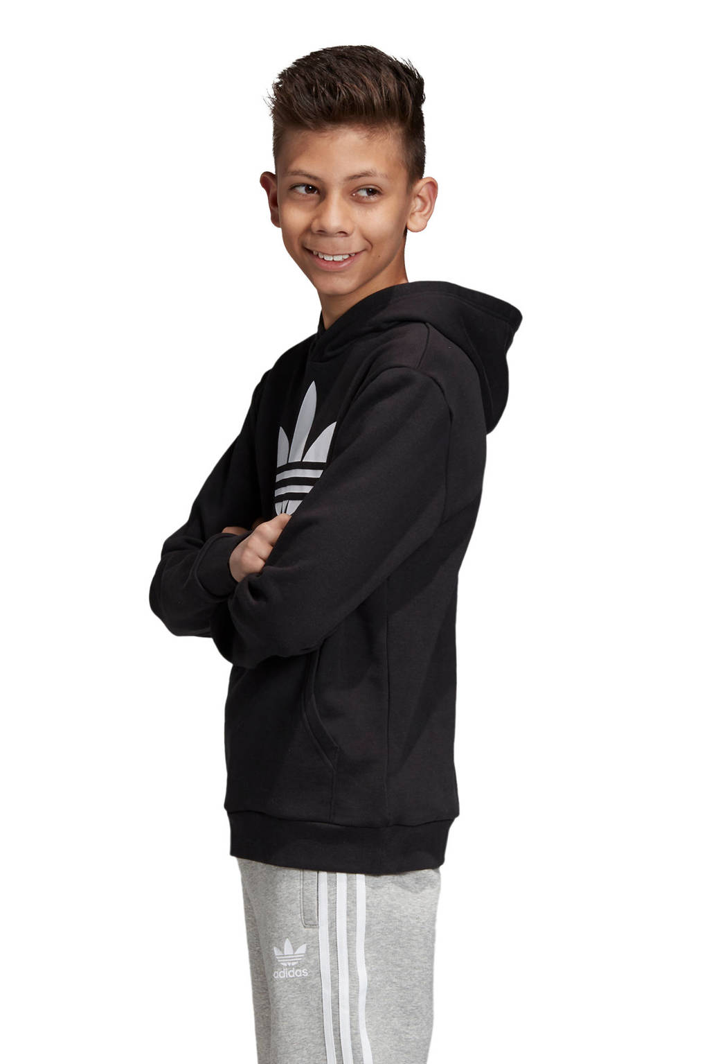 adidas hoodie Trefoil zwart/wit