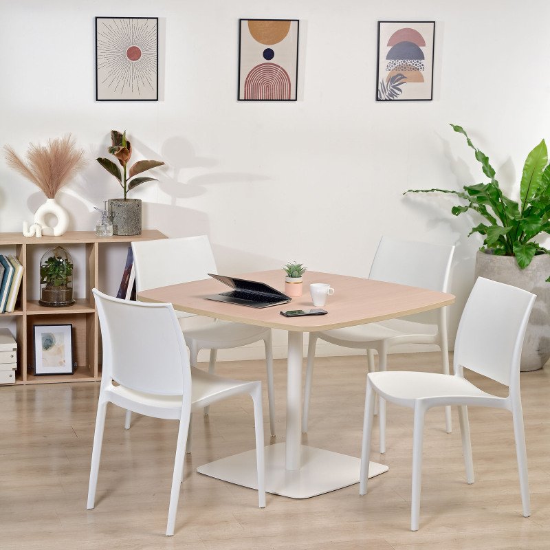 Table de restauration L 100 x P 100 piétement métal 4 personnes Chêne ARTI