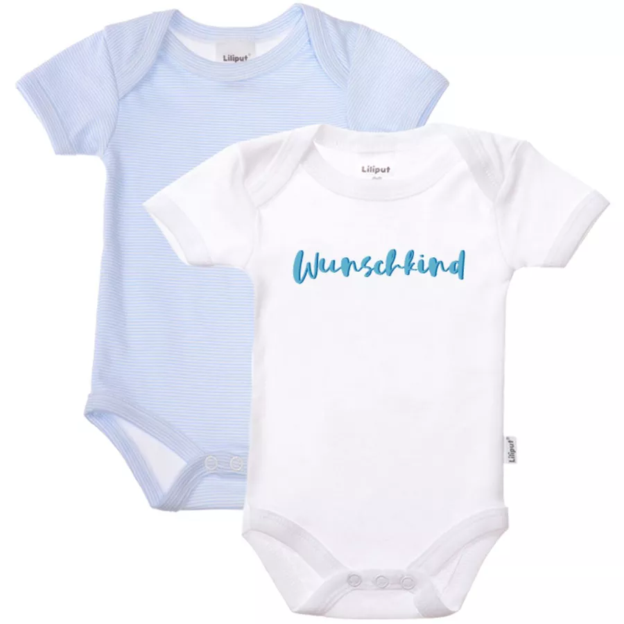 Liliput Baby-Body (Set, 2-tlg.) Wunschkind hellblau geringelt, weiß