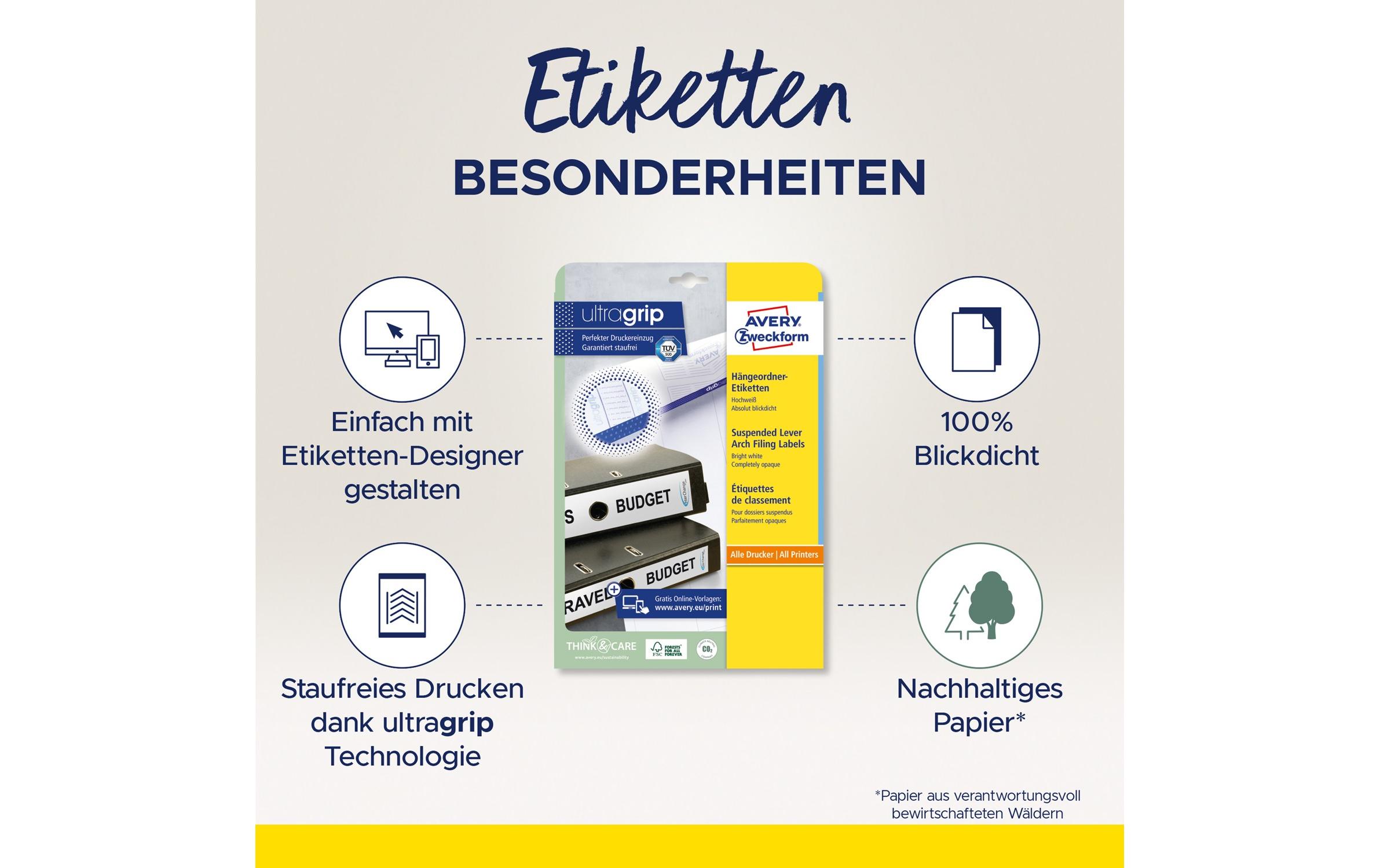 Ordneretiketten L4761 192 x 61 mmEtiketten für Drucker, 192x61 mm, weiss