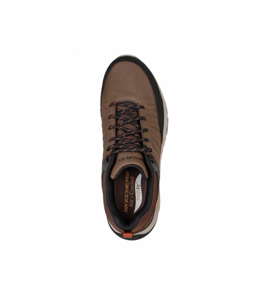 Tênis Skechers Arch Fit Baxer em couro marrom